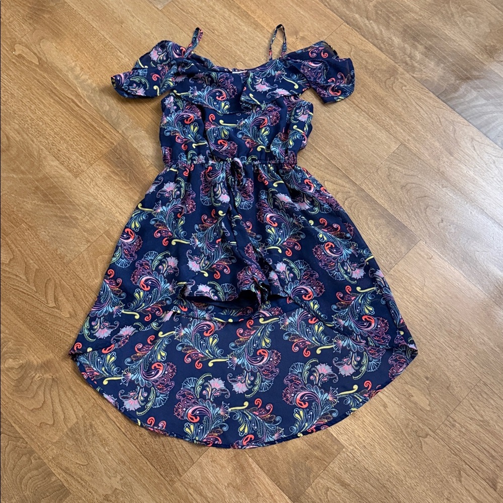 Floral Kids Casual Dress - Blue and Pink